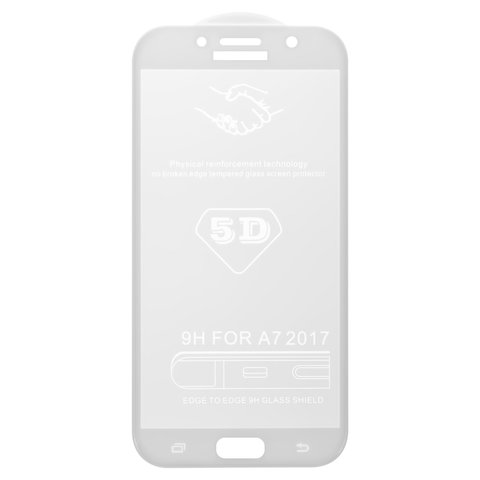 Защитное стекло All Spares для Samsung A720F Galaxy A7 2017 , 5D Full Glue, белый, cлой клея нанесен по всей поверхности