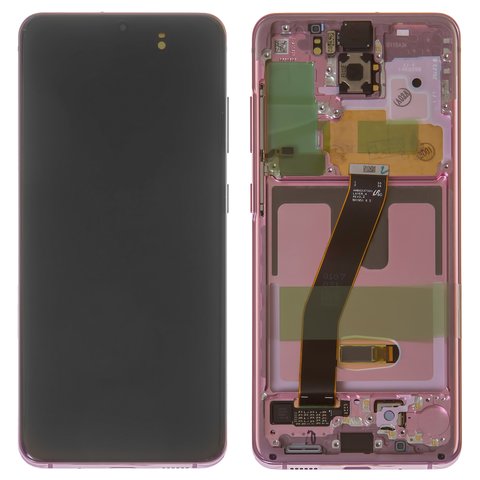 Дисплей для Samsung G980 Galaxy S20, G981 Galaxy S20 5G, рожевий, з рамкою, Original PRC , cloud pink