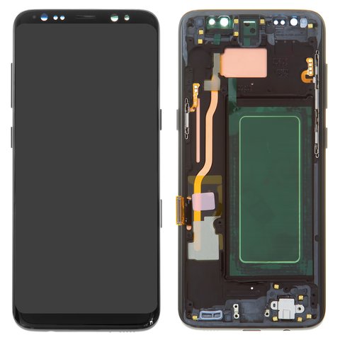 Дисплей для Samsung G950 Galaxy S8, черный, с рамкой, Оригинал переклеено стекло , midnight black