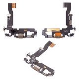 Шлейф для iPhone 12, iPhone 12 Pro, коннектора зарядки, золотистый, с микрофоном, с компонентами, Original (PRC)