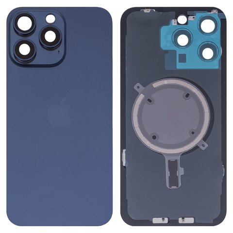 Задня панель корпуса для iPhone 15 Pro Max, синя, із склом камери
