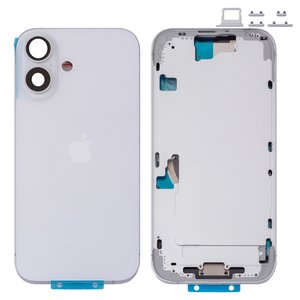 Корпус для iPhone 16, білий, з тримачем SIM карти, з боковими кнопками, Original PRC , EU version
