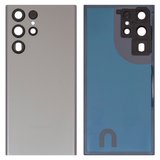 Задня панель корпуса для Samsung S908B Galaxy S22 Ultra 5G, сіра, із склом камери, graphite