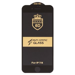 Захисне скло ESD 6D для Apple iPhone 7, iPhone 8, сумісне з чохлом, Full Glue, Anti Static, без упаковки , чорний