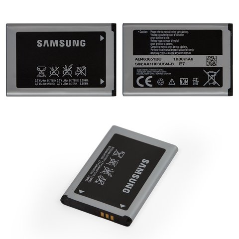 Batería AB463651BU puede usarse con Samsung S5560, Li ion, 3.7 V, 1000 mAh, Original PRC 