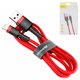 USB Cable Baseus Cafule, (USB type-A, Lightning, 100 cm, 2.4 A, red) #CALKLF-B09