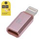 Адаптер Hoco, micro-USB тип-B, Lightning, розовый