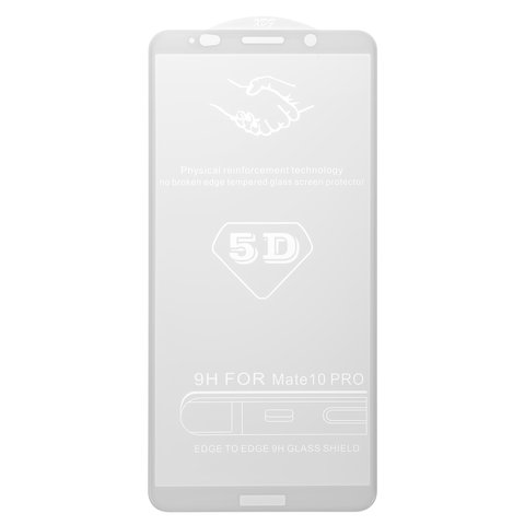 Tempered Glass Screen Protector All Spares compatible with Huawei Mate 10 Pro, 5D Full Glue, white, the layer of glue is applied to the entire surface of the glass 