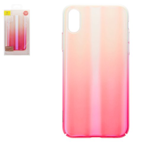 Case Baseus compatible with iPhone X, pink, with iridescent color, matt, plastic  #WIAPIPHX JG04