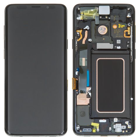 Pantalla LCD puede usarse con Samsung G965 Galaxy S9 Plus, negro, con marco, Original, empaque industrial, midnight black, #GH97 21691A GH97 21692A