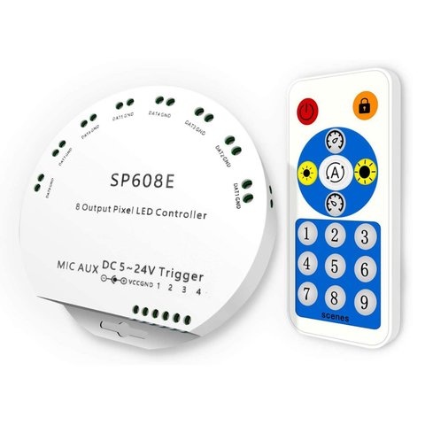 SP608E Music LED Controller with Radio Remote Control 4096 px, 5 24 V, Bluetooth 