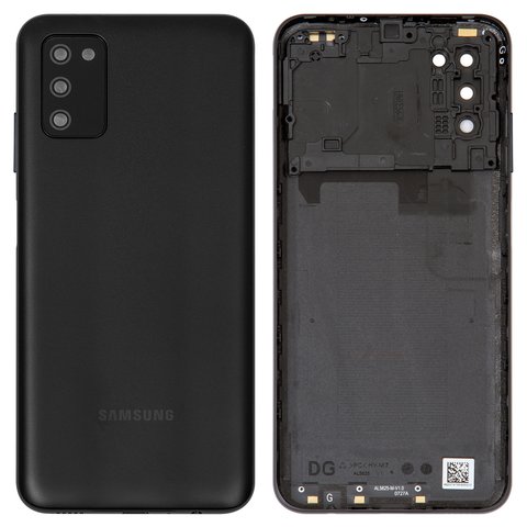 Housing Back Cover compatible with Samsung A037F Galaxy A03s, black, with camera lens 