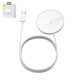 Wireless Charger Baseus Simple Mini Magnetic, (Power Delivery (PD), white, USB type C, plastic, metal, glass, 15 W, with cable, magnetic) #WXJK-F02