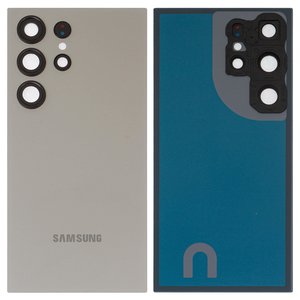 Housing Back Cover compatible with Samsung S928 Galaxy S24 Ultra, gray, with camera lens, titanium gray 