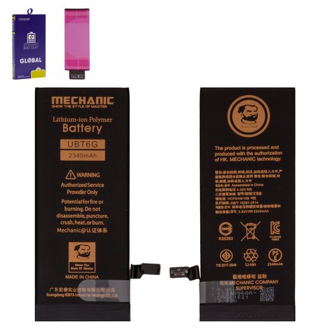 Battery Mechanic compatible with Apple iPhone 6, Li Polymer, 3.82 V, 2200 mAh, High Capacity, original IC 