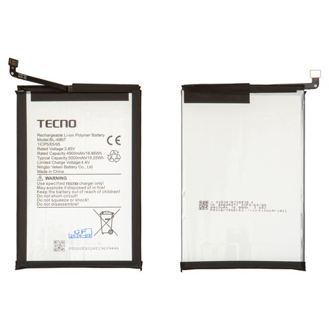 Battery BL 49NT compatible with Tecno Pop 7 BF6 , Pop 8, Pop 9 4G, Spark Go 2023  BF7 , Spark Go 2024  BG6 , Spark Go 1 KL4 , Li Polymer, 3.85 V, 5000 mAh, Original PRC  