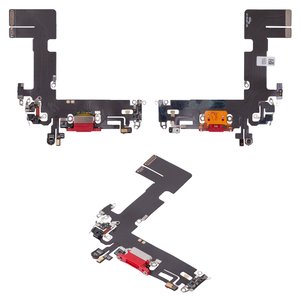 Flat Cable compatible with iPhone 13, charge connector, red, with microphone, HC 