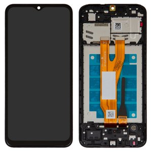 LCD compatible with Samsung A032 Galaxy A03 Core, black, with frame, Original PRC  