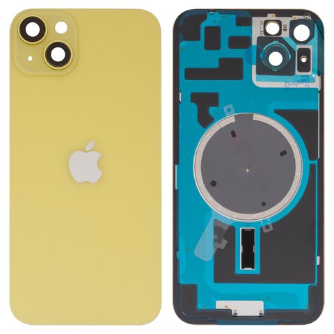 Housing Back Cover compatible with iPhone 14 Plus, yellow, with camera lens, PRC, yellow 