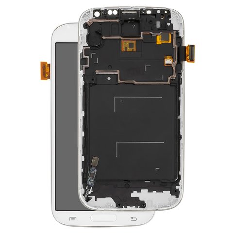 Pantalla LCD puede usarse con Samsung I9500 Galaxy S4, blanco, con ajuste de brillo, con marco, Copy, TFT 