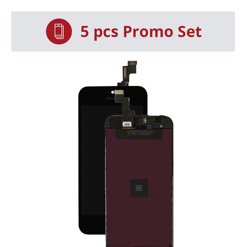 Pantalla LCD puede usarse con Apple iPhone 5S, iPhone SE, negro, con marco, AAA, Tianma, 5 pcs promo set