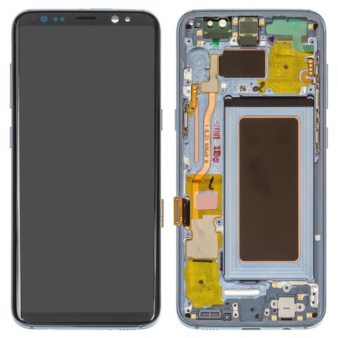 Pantalla LCD puede usarse con Samsung G950 Galaxy S8, azul claro, con marco, Original PRC , coral Blue, original glass