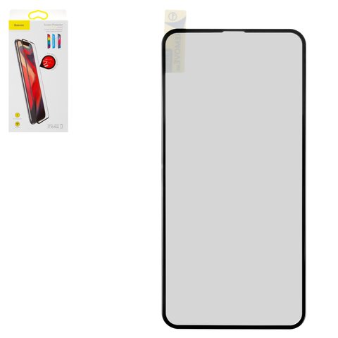 Vidrio de protección templado Baseus puede usarse con Apple iPhone 11 Pro Max, iPhone XS Max, 0,23 mm 9H, Pet Soft, Anti Blue Light, 5D Full Glue, negro, capa de adhesivo se extiende sobre toda la superficie del vidrio, #SGAPIPH65 TE01