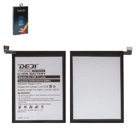 Batería Deji BP42 puede usarse con Xiaomi 11 Lite, Li ion, 3.87 V, 4250 mAh