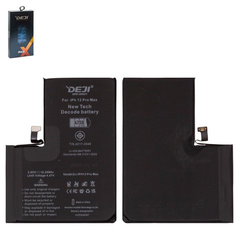 Batería Deji puede usarse con Apple iPhone 13 Pro Max, Li ion, 3.85 V, 4750 mAh, mayor capacidad, sin mensaje de error, decode battery
