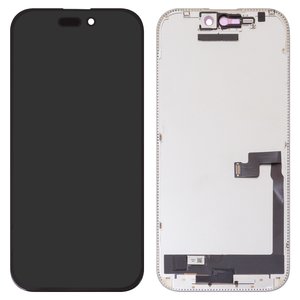 Pantalla LCD JCID puede usarse con iPhone 16 Pro, negro, con marco, HC, sin error, OLED  soft, Diagnosable, 120Hz