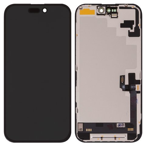 Pantalla LCD puede usarse con iPhone 16, negro, con marco, High Copy, sin error, OLED  soft diagnosable, DD OLED