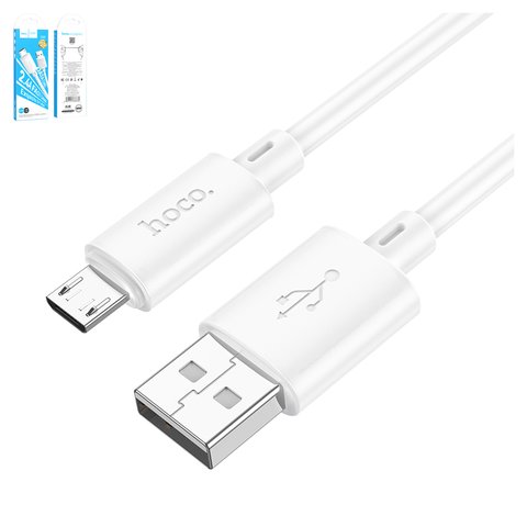 USB кабель Hoco X88, USB тип A, micro USB тип B, 100 см, 2,4 А, білий, #6931474783332