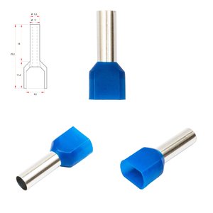 Наконечник TE6014, для 2х проводів, трубчастий, ізольований, синій, 10 шт., 6 мм², 14 мм