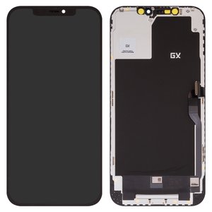 Дисплей для iPhone 12 Pro Max, чорний, з рамкою, High Copy, AMOLED , GX OEM soft