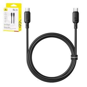 USB кабель Baseus Silky, 2xUSB тип C, 200 см, 100 Вт, чорний, силіконовий, #P10377704113 01