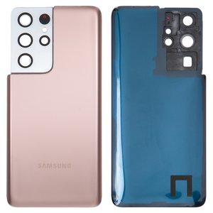 Задняя панель корпуса для Samsung G998 Galaxy S21 Ultra 5G, бронзовая, со стеклом камеры, High Copy