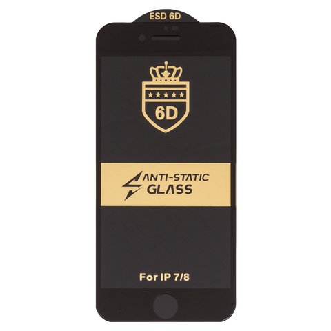 Защитное стекло ESD 6D для Apple iPhone 7, iPhone 8, совместимо с чехлом, Full Glue, Anti Static, без упаковки , черный
