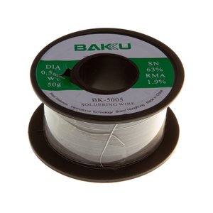 Припой BAKU BK-5005, sn 63%, pb 35,1%, 50 г, 0,5 мм, флюс 1,9% Припой BAKU BK-5005, sn 63%, pb 35,1%, 50 г, 0,5 мм, флюс 1,9%